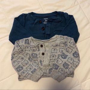 Set of two waffle henley bodysuits